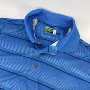 Ben Hogan Performance Mens Sz Large Blue Striped Golf Polo Shirt Golf